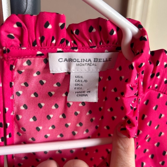 Carolina Belle Pink Ruffled Smocked Blouse-size large - Picture 4 of 6